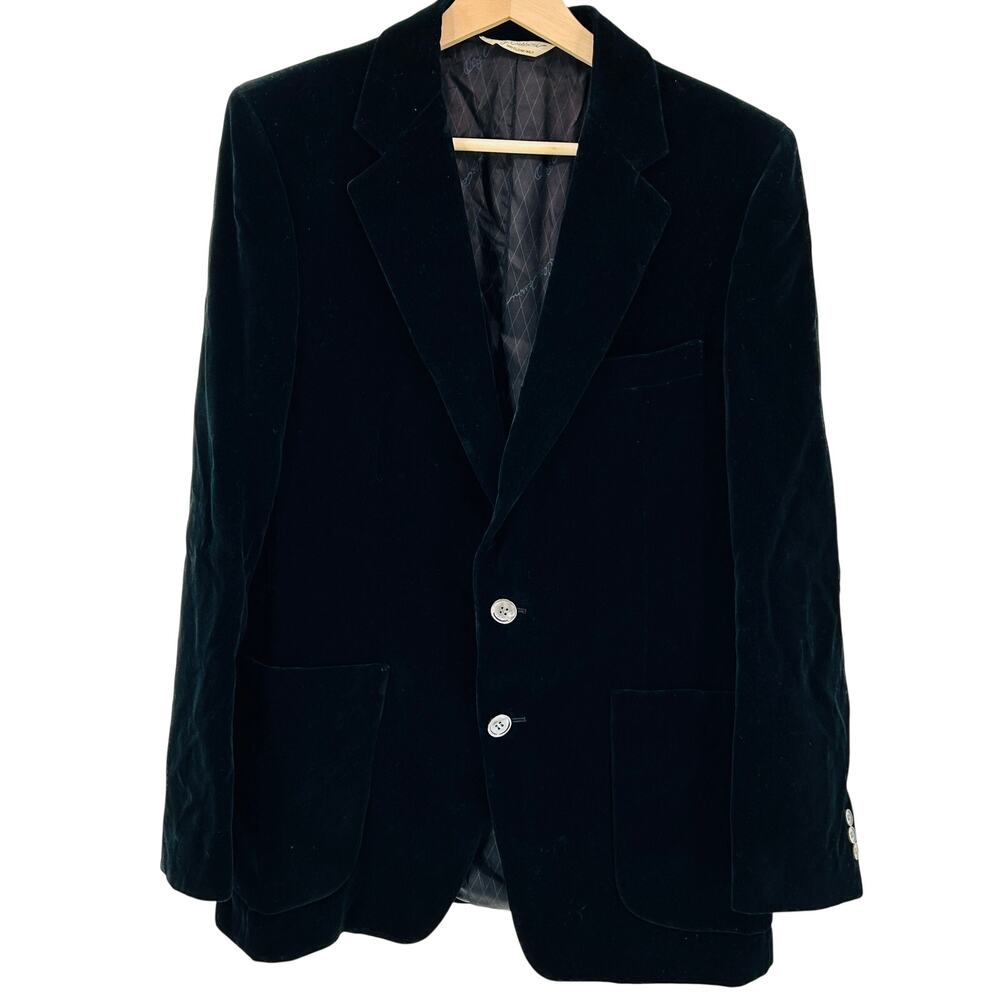 Vintage 80s Oleg Cassini Black Velvet Tuxedo Blazer
